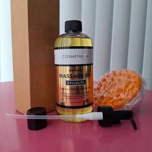 Cosmetasa Natural Cellulite Massage Oil Firming Toning 16.9 oz w/ Massager NEW